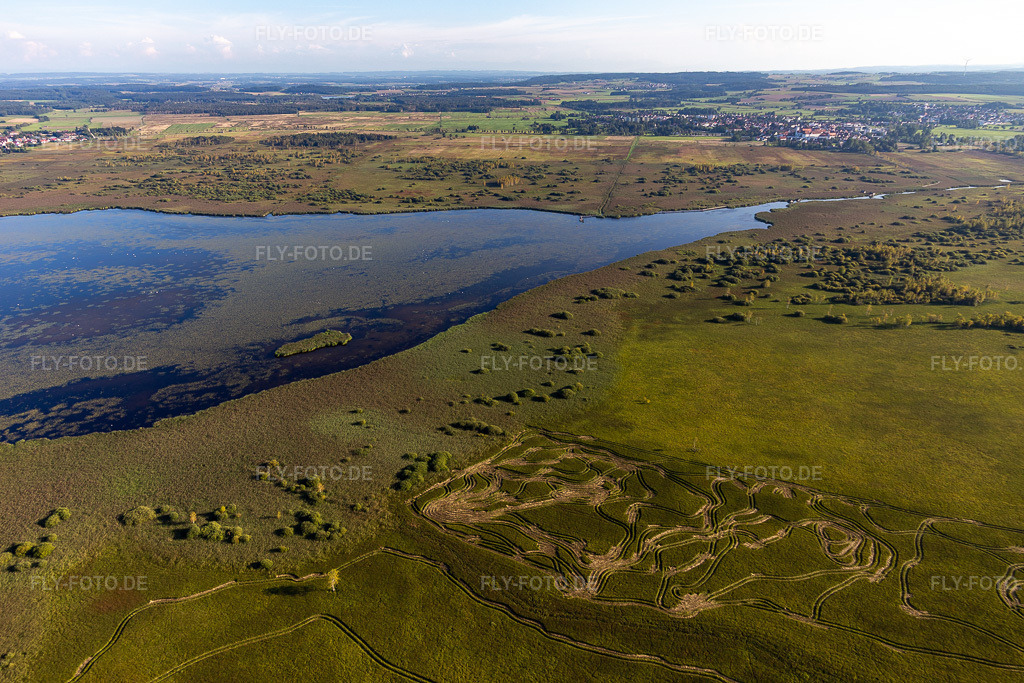 Luftbild: Uferbereiche am Seegebiet des Federsee in Bad Buchau im Bundesland Baden-Württemberg in Deutschland. Foto: IMG_128824.jpg vom 03.09.2021 durch Werner Riehm/FLY-FOTO.de