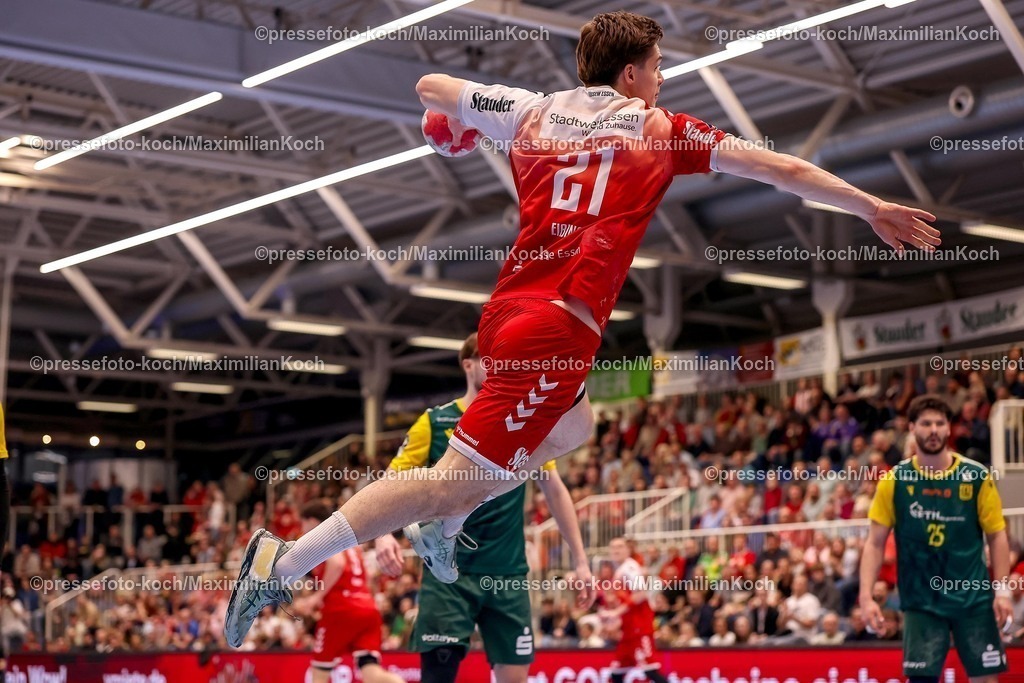 TUSEM06032601052 | 06.03.2026, Handball, 2. Handballbundesliga  Herren, Saison 2025 / 2026, 23. Spieltag, TuSEM Essen - VfL Eintracht Hagen: Felix Eißing (TuSEM Essen #21) wirft den Ball auf das Tor 