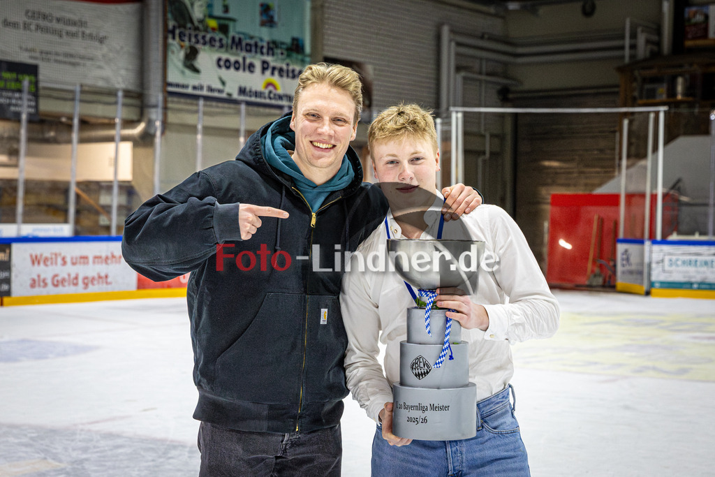 Peißenberg MINERS U20 Meisterfeier | Eishockey Bayernliga U20 Siegerehrung 2026, Peißenberg MINERS U20 Meisterfeier, 20260314,,2026-03-14 in Peißenberg (flatbuy Arena Peißenberg), Copyright: WolfgangxLindner www.foto-lindner.de