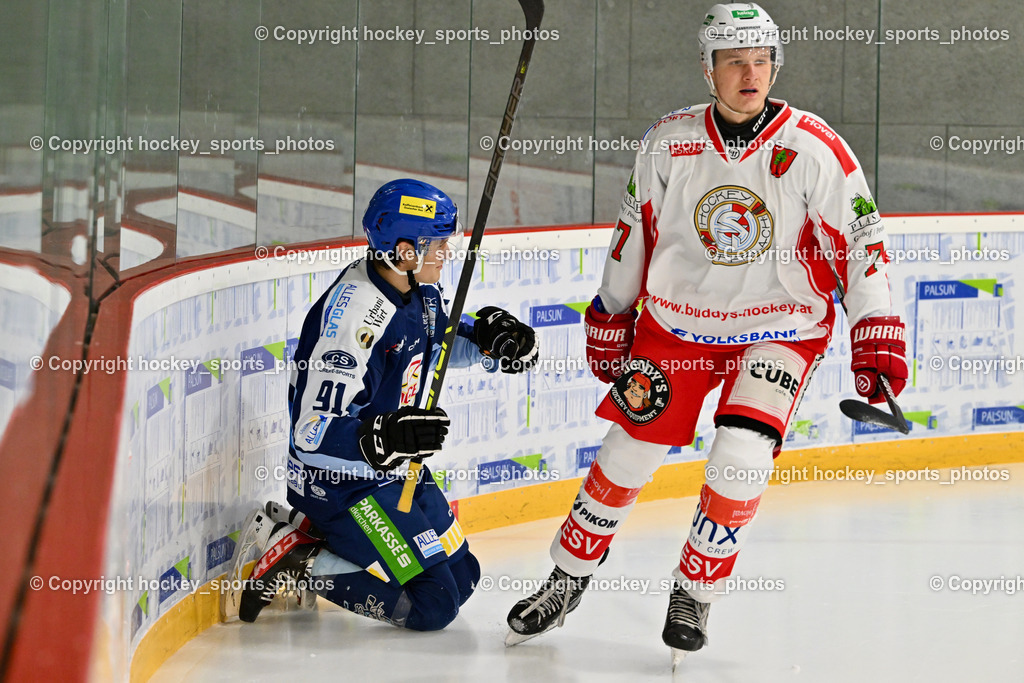 ESV FERLACH vs. ESC SOCCERZONE STEINDORF | #91 Kravanja Kristian ESC Steindorf, #7 Steiner Marco ESV Ferlach, ESV FERLACH vs. ESC SOCCERZONE STEINDORF, ESV FERLACH vs. ESC SOCCERZONE STEINDORF am 22.11.2024 in Ferlach (Eishalle Ferlach ), Austria, (Photo by Bernd Stefan)