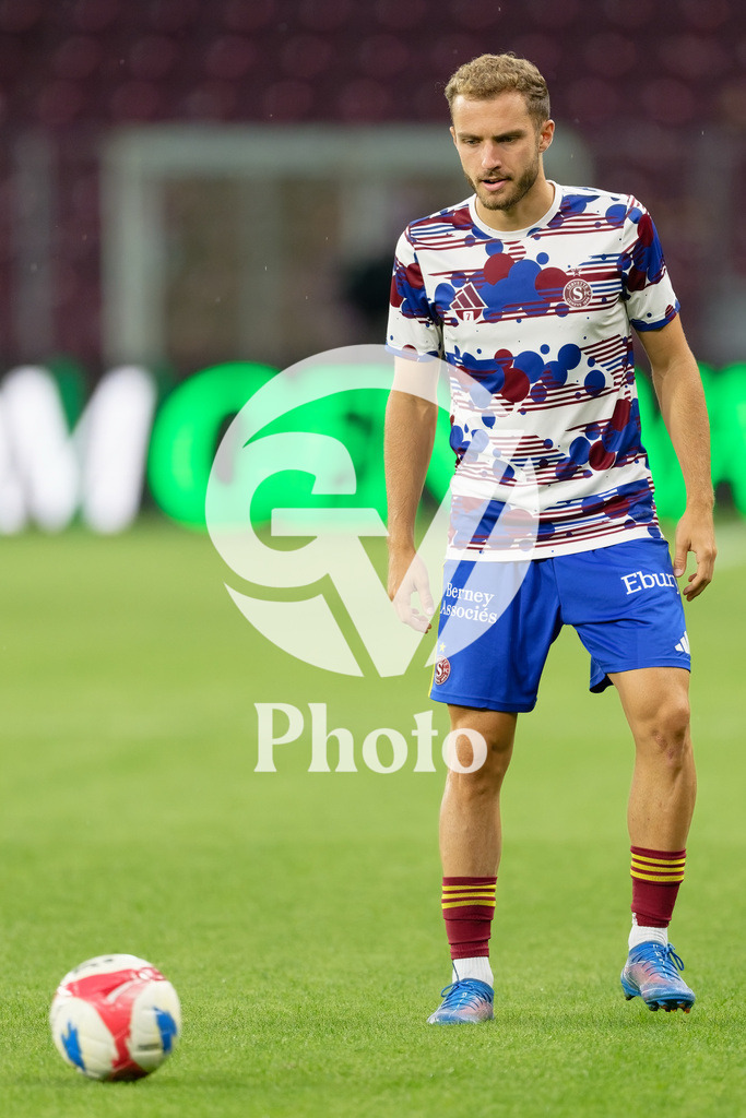UEFA Conference League Play-offs 2nd leg - Servette FC v FC Shakhtar Donetsk | Giotto Morandi (7 Servette FC) during warm-up  prior the UEFA Conference League Play-offs 2nd leg match between Servette FC and FC Shakhtar Donetsk at Stade de Geneve in Geneva, Switzerland
