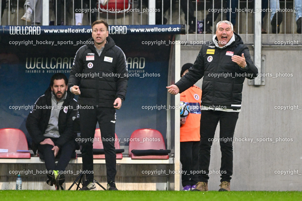 Austria Klagenfurt vs. SK Rapid 10.3.2024 | Spielerbank Austria Klagenfurt, Team Manager Austria Klagenfurt Sandro Zakany, Assistentcoach Austria Klagenfurt Martin Lessing,  Headcoach Austria Klagenfurt Peter Pacult