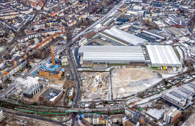 Dortmund221201671 | Luftbild, L-Shop Lagerhallen, Baustelle, altes Kraftwerk, Kaiserbrunnen, Dortmund, Ruhrgebiet, Nordrhein-Westfalen, Deutschland
