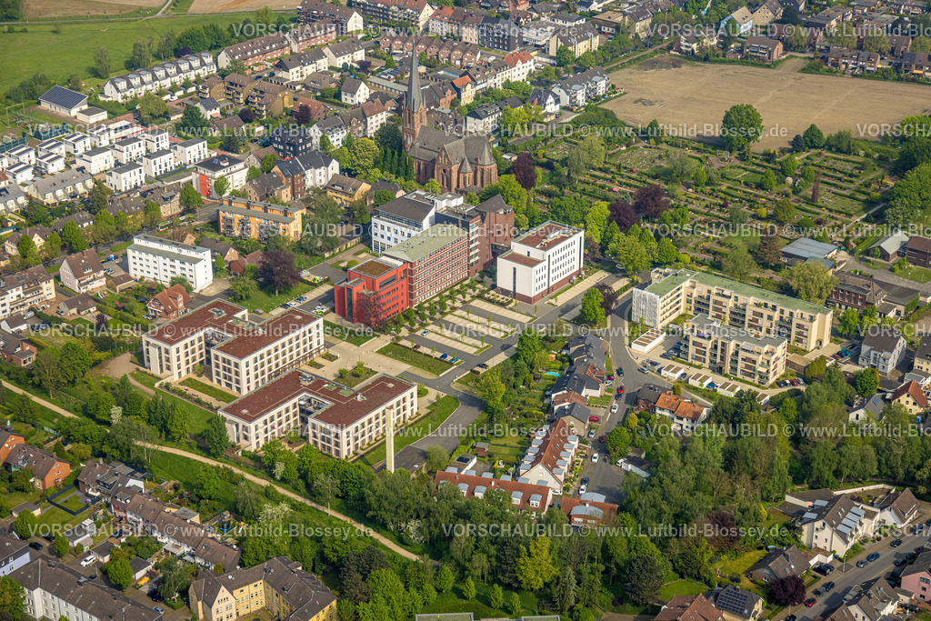 Herne240500161 | Luftbild, Campus der St. Elisabeth Gruppe, Widumer Höfe, kath. Kirche St. Peter und Paul, Sodingen, Herne, Ruhrgebiet, Nordrhein-Westfalen, Deutschland