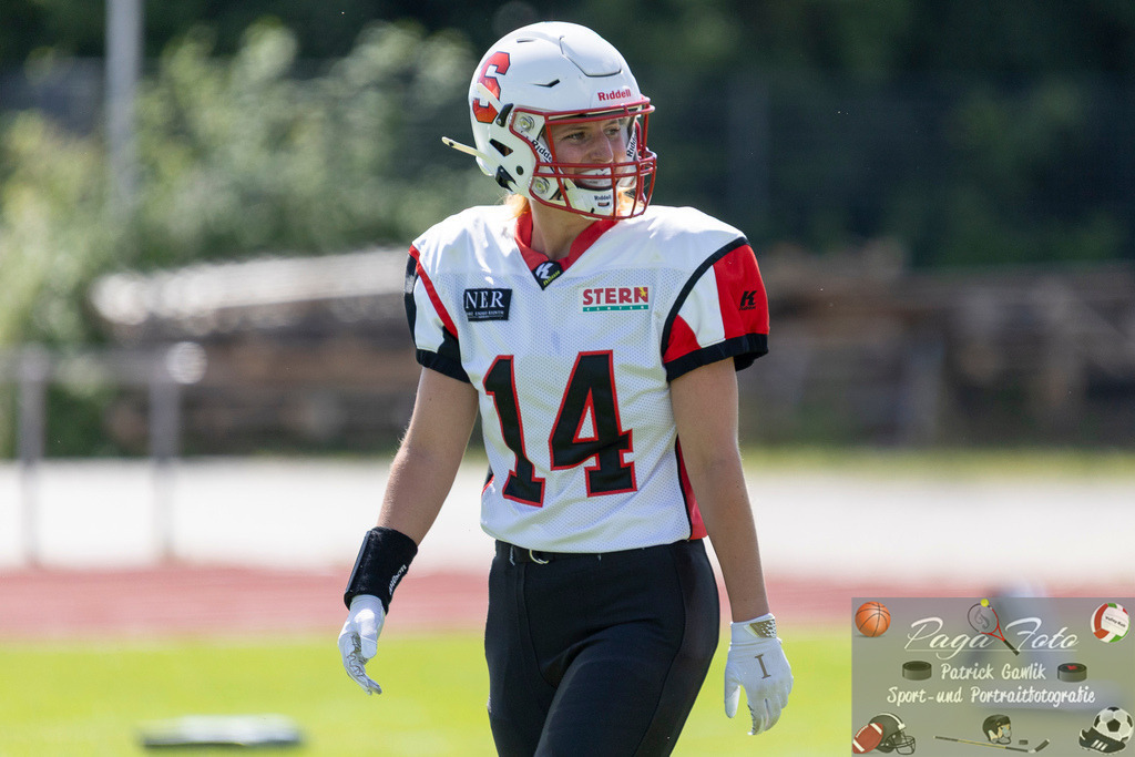 GFLW 1: German Football League Women 1: Rodgau Pioneers Ladies - Stuttgart Scorpions Sisters, 07.06.2026 | Virginia Weipert (Stuttgart Scorpions Sisters #14), Freisteller, Portrait / Porträt, Rodgau Pioneers Ladies - Stuttgart Scorpions Sisters, Rodgau, Maingau-Energie-Stadion "Am Weichsee", 7.6.2026 - Realisiert mit Pictrs.com
