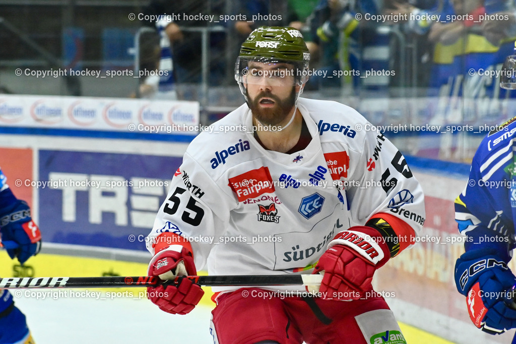 EC IDM Wärmepumpen VSV vs. HC Bozen 19.9.2023 | #55 Vandane Davis, win2day icehockeyleague, EC IDM Wärmepumpen - HC Bozen  am 19.09.2023 in Villach (Stadhalle Villach), Austria, (Photo by Bernd Stefan)