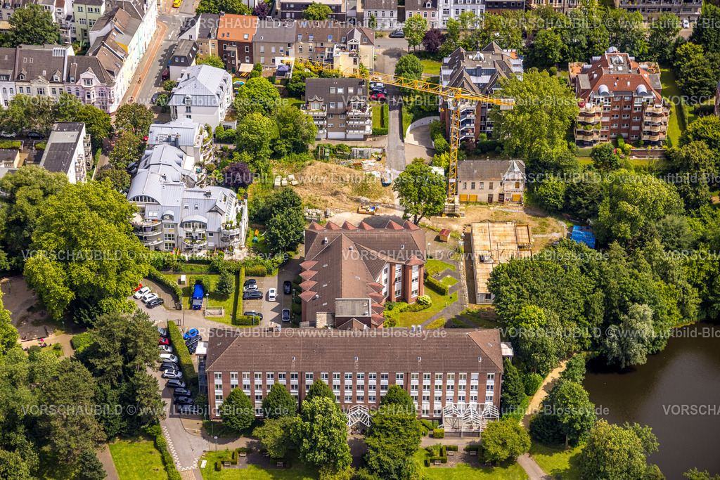 Muelheim240703115 | Luftbild, Altenheim Franziskushaus, Baustelle an der Straße Dohne, Alte Troostsche Weberei, Textilfabrik J. Caspar Troost, Altstadt I - Südwest, Mülheim an der Ruhr, Ruhrgebiet, Nordrhein-Westfalen, Deutschland