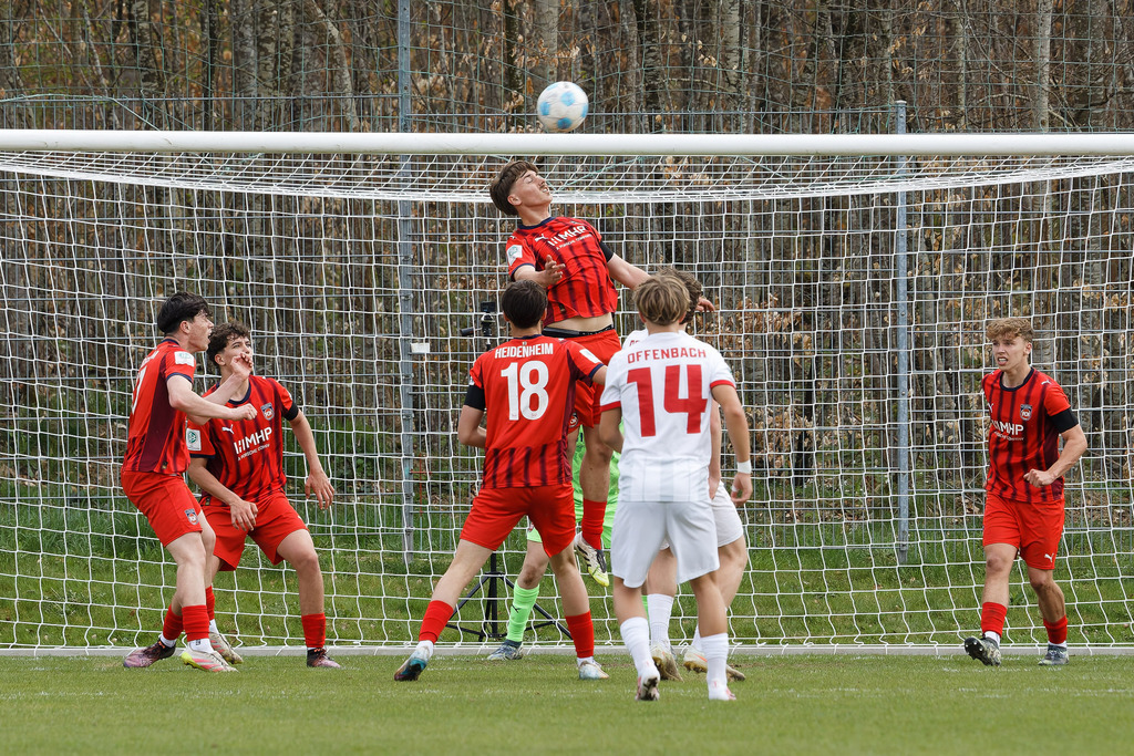 FCHOFK_260418_6-116 | 1.FC Heidenheim 1846 vs. Offenbacher Kickers, Fußball, U17, B-Junioren, NWL, U17-DFB-Nachwusliga, 2025/2026, 10. Spieltag, 18.04.2026 in Heidenheim, Walter-Birkhold-Jugendstadion (Foto: Michael Bulling) - Realisiert mit Pictrs.com