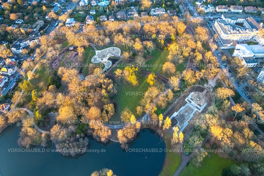 Bochum251204898 | Luftbild, Rosengarten im Stadtpark, herbstliche Bäume, Spielplatz im Park, Grumme, Bochum, Ruhrgebiet, Nordrhein-Westfalen, Deutschland