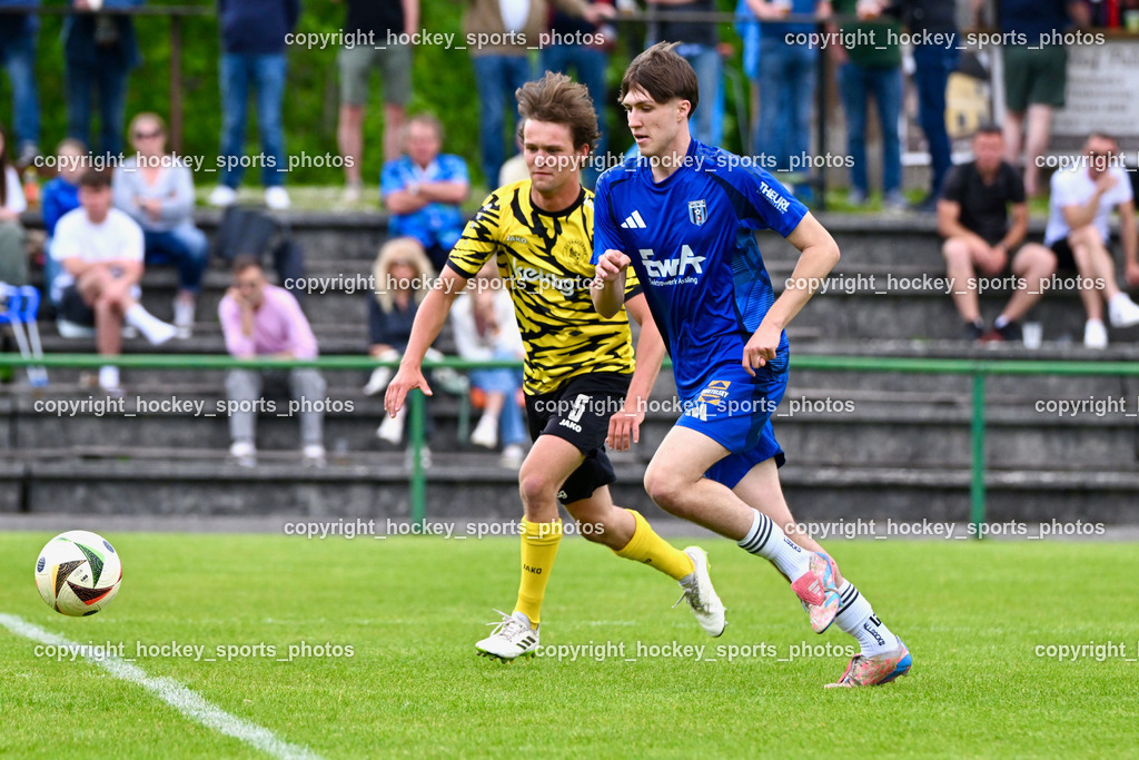 FC Faakersee vs. URC Thal Assling | #5 Cajetan Maria Thaddäus Kolig FC Faakersee, #13 Philipp Perfler URC Thal Assling, FC Faakersee vs. URC Thal Assling, FC Faakersee vs. URC Thal Assling am 04.05.2025 in Finkenstein (Sportplatz Finkenstein), Austria, (Photo by Bernd Stefan)