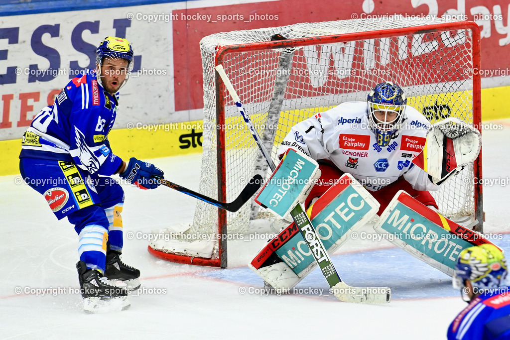 EC IDM Wärmepumpen VSV vs. HC Bozen 19.9.2023 | #88 Anthony Luciani, #1 Svedberg Niklas, win2day icehockeyleague, EC IDM Wärmepumpen - HC Bozen  am 19.09.2023 in Villach (Stadhalle Villach), Austria, (Photo by Bernd Stefan)