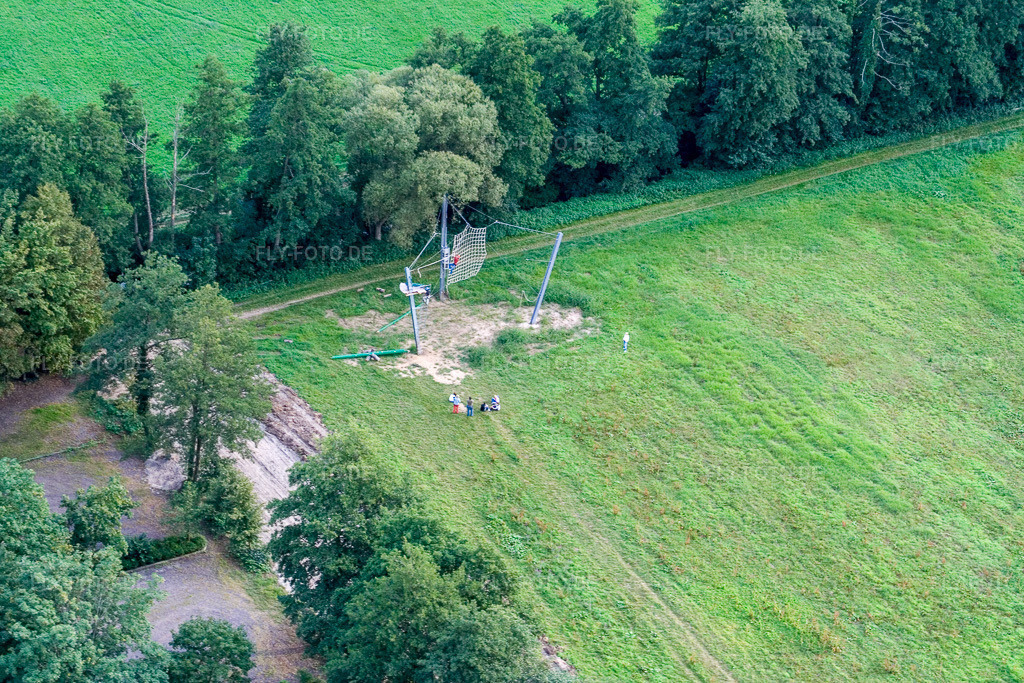 Luftbild: Riesenseilrutsche, Camp von Fun-Forest in Kandel im Bundesland Rheinland-Pfalz in Deutschland. Foto: IMG_7753.jpg vom 02.09.2007 durch Werner Riehm/FLY-FOTO.de
