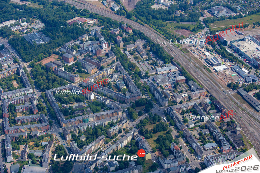 aktuelles Luftbild von Wilhelm-kuelz-platz Chemnitz - Luftaufnahme wurde 2018 von https://frankenair.de mittels Flugzeug (keine Drohne) erstellt.
