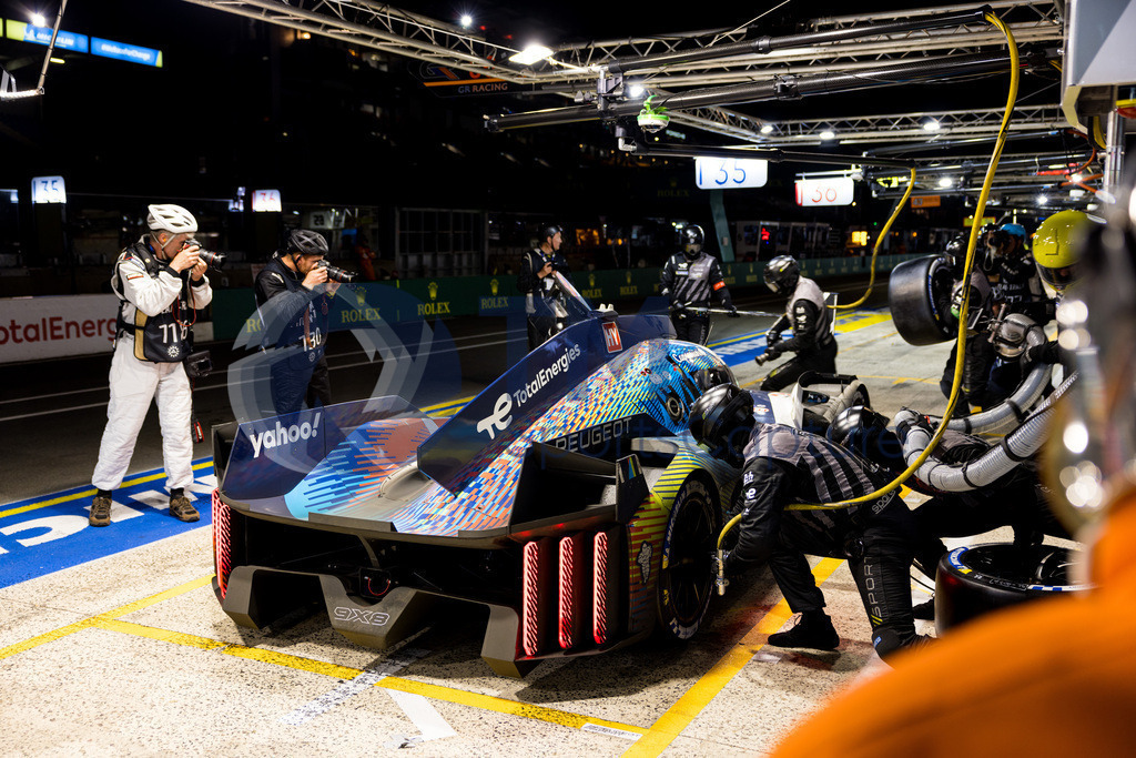Trainproduction-20230611-0007-2 | LE MANS,FRANCE,11.Jun.23 - MOTORSPORTS - WEC, FIA World Endurance Championships, 24 Hours of Le Mans, Circuit de la Sarthe, race. Image shows Loic Duval (FRA), Gustavo Menezes (USA) and Nico Mueller (SUI/ Peugeot Totalenergies).  Photo: Trainproduction / Matthias Trinkl