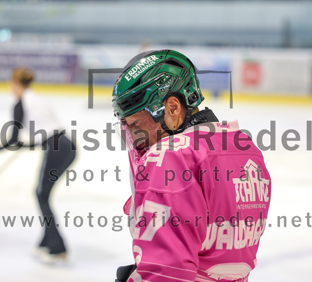 2025-10-05_056_TSV_Erding_gegen_Heilbronner_Falken | Erding, Deutschland, 05.10.2025:Eishockey, Oberliga Süd 2025 / 2026, 6. Spieltag, TSV Erding gegen Heilbronner Falken, Endergebnis: 3:1Mark Waldhausen (Erding Gladiators, #27)Foto: Christian Riedel / fotografie-riedel.net