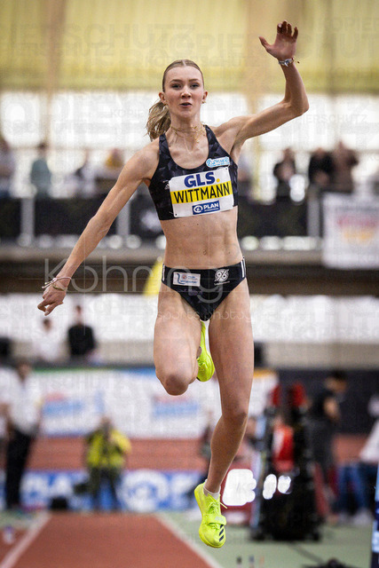 Deutsche Leichtathletik-Hallenmeisterschaften; Dortmund, 28.02.2026 | Kira Wittmann (Hannover 96), Dreisprung; Deutsche Leichtathletik-Hallenmeisterschaften am 28.02.2026 in der Helmut-Körnig-Halle in Dortmund. 