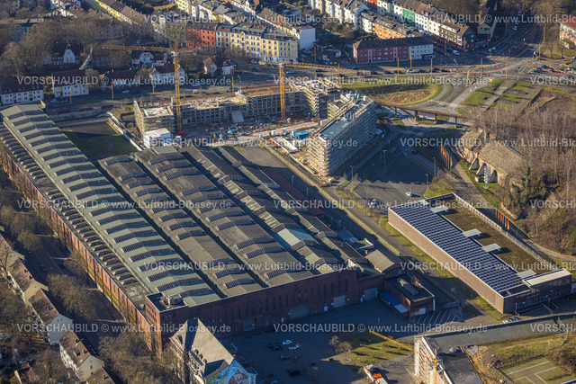 Bochum240103691 | Luftbild, TRIUM Business Campus Bochum, Baustelle mit Neubau neben der Jahrhunderthalle, Kruppwerke, Bochum, Ruhrgebiet, Nordrhein-Westfalen, Deutschland