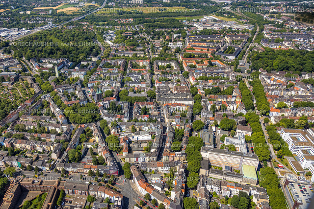 Dortmund220705295 | Luftbild, Kreuzviertel mit kath. Heilig-Kreuz-Kirche, Westfalenhalle, Dortmund, Ruhrgebiet, Nordrhein-Westfalen, Deutschland