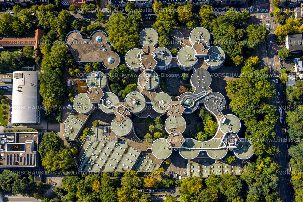 Duisburg241004602 | Luftbild, Universität Duisburg-Essen, kreisrunde Gebäude, Neudorf-Nord, Duisburg, Ruhrgebiet, Nordrhein-Westfalen, Deutschland