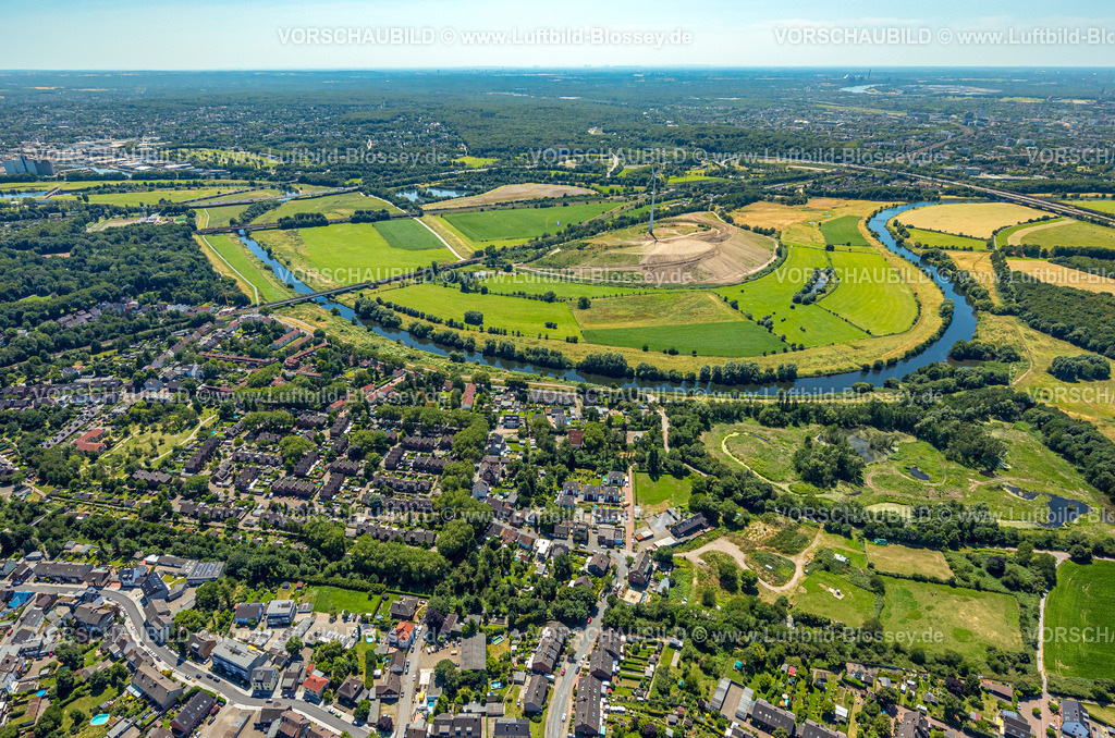 Oberhausen230704917 | Luftbild, Styrumer Ruhrbogen, Bodendeponie, Windrad, Alstede Ruhrdeich, Fluss Ruhr, Alstaden, Oberhausen, Ruhrgebiet, Nordrhein-Westfalen, Deutschland