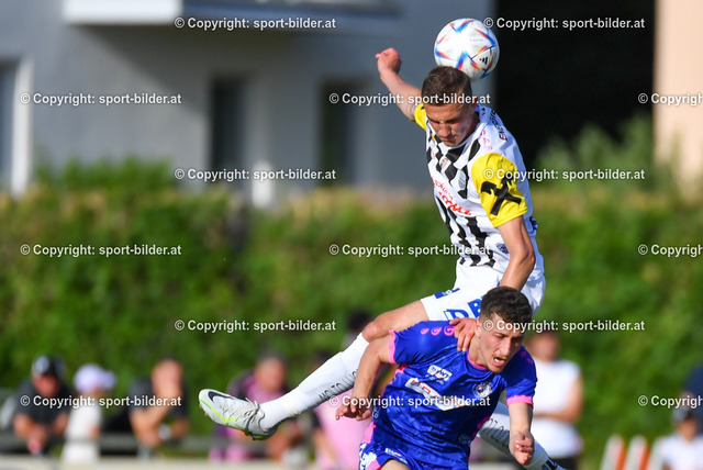 AUT, SK Enns vs Lask Linz, Testspiel, Vorbereitung 2022-23 | 18.06.2022, Enns Arena, AUT, Testspiel Vorbereitung 2022-23, SK Enns vs Lask Linz,  im Bild Adrian Kadriu (Enns) vs Philipp Ziereis (Lask)

// Test Match, New Season 2022-23 SK Enns vs Lask Linz in Enns, Austria on 2022/06/18