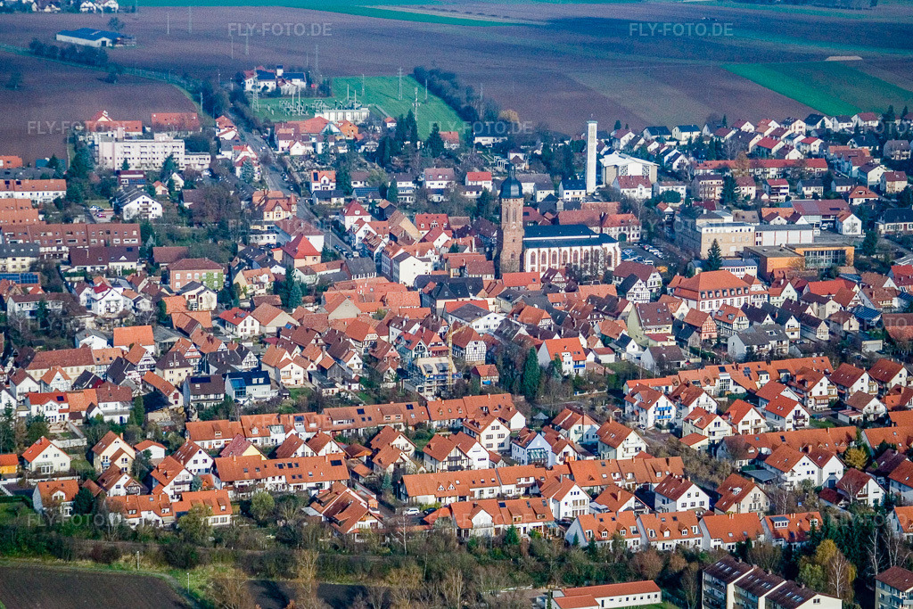 Luftbild: Innnenstadt von Südwesten in Kandel im Bundesland Rheinland-Pfalz in Deutschland. Foto: IMG_14595.jpg vom 26.11.2008 durch Werner Riehm/FLY-FOTO.de