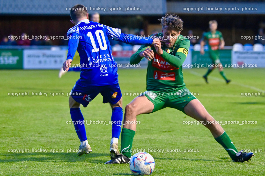 Dellach Gail vs. Rapid Lienz | #10 Samir Nuhanovic Dellach Gail, #5 Manuel Eder Rapid Lienz, Dellach Gail vs. Rapid Lienz, Dellach Gail vs. Rapid Lienz am 26.04.2024 in Dellach (Sportplatz Dellach Gail), Austria, (Photo by Bernd Stefan)