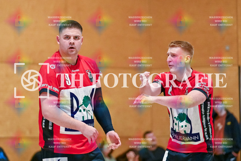 GER, SG Maulburg/Steinen - TuS Ringsheim, Handball, Landesliga Suedbaden, 22. Spieltag, Saison 2024/2025, 23.03.2025 | Tim Lindner (SG Maulburg/Steinen, #09), Jannick Eichin (SG Maulburg/Steinen, #04)GER, SG Maulburg/Steinen - TuS Ringsheim, Handball, Landesliga Suedbaden, 22. Spieltag, Saison 2024/2025, 23.03.2025Foto: TH Fotografie/Thomas Hess