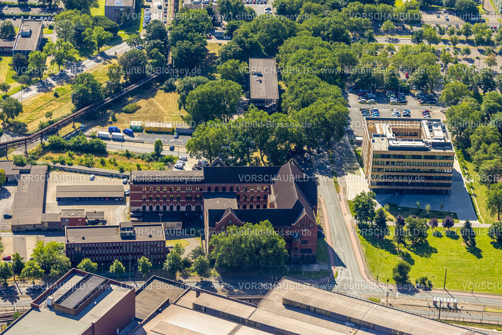 Duisburg230706746 | Luftbild, Ehemaliges HauptverwaltungsGebäude von August Thyssen (unter Denkmalschutz), Neubau an der Franz-Lenze-Straße, Marxloh, Duisburg, Ruhrgebiet, Nordrhein-Westfalen, Deutschland