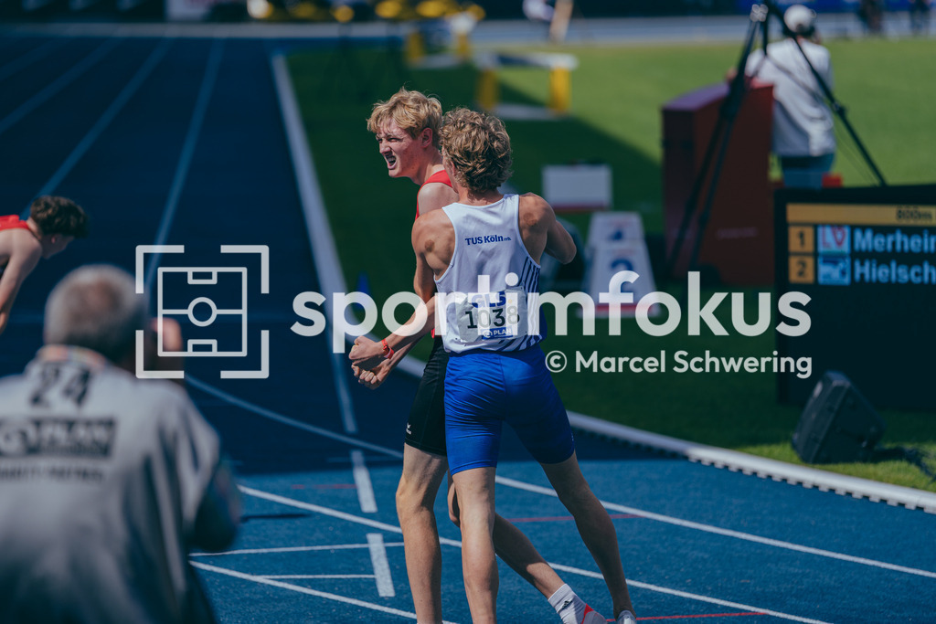 Deutsche Meisterschaften U20 / U16 2026 | Jan Emanuel Merheim, TuS Köln rrh., 1038, Theo Hielscher, TSV 1860 Stralsund, 704, 800-Meter-Lauf, Finale, Deutsche Meisterschaften der U20 &amp; U16 2026, Lohrheidestadion Bochum-Wattenscheid, 12.07.2026. Foto: Marcel Schwering / sportimfokus - Realisiert mit Pictrs.com