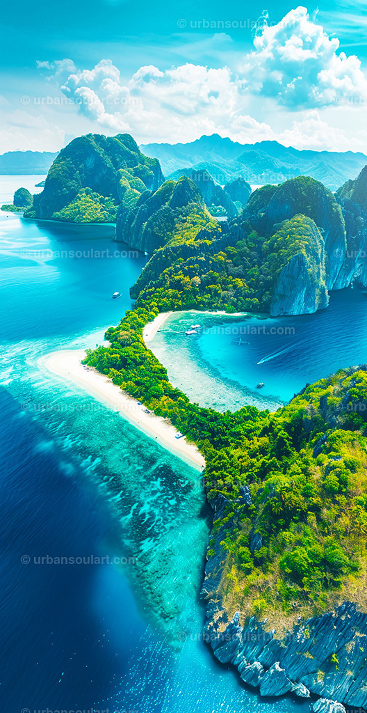 Rocky Tropical Island Bird View | This captivating aerial view of a rocky tropical island surrounded by turquoise waters evokes the beauty of nature. Perfect for beach and travel lovers, it brings a calming, scenic vibe to any decor. - Realisiert mit Pictrs.com