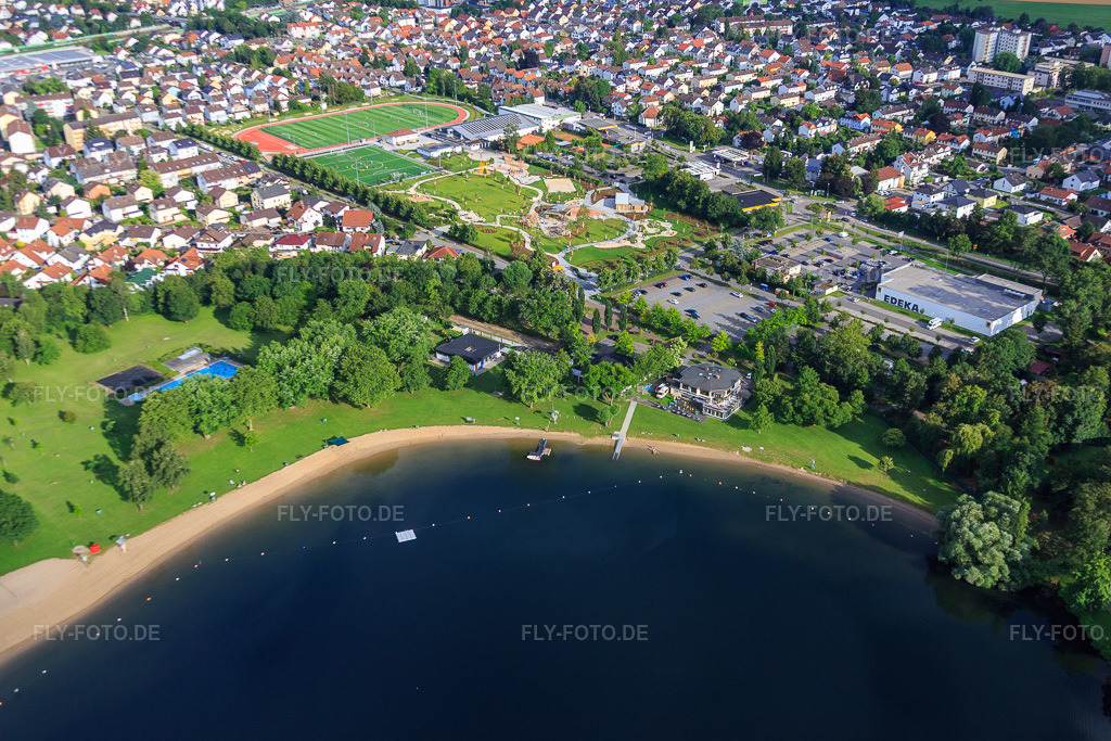 Luftbild: Freibad Wiesensee in Hemsbach im Bundesland Baden-Württemberg in Deutschland. Foto: IMG_090667.jpg vom 04.07.2016 durch Werner Riehm/FLY-FOTO.deFreibad Wiesensee - Stadt Hemsbach