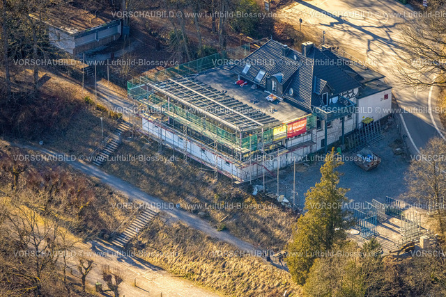 Breckerfeld250302979 | Luftbild, Haus Glörtal Restaurant, Baustelle mit Renovierung, Wintergarten Ausbau, Loh, Breckerfeld, Ruhrgebiet, Nordrhein-Westfalen, Deutschland