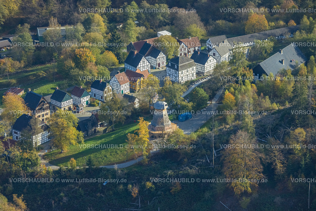 Hagen221015626 | Luftbild, LWL-Freilichtmuseum Hagen, neue Windmühle, Eilpe, Hagen, Ruhrgebiet, Nordrhein-Westfalen, Deutschland