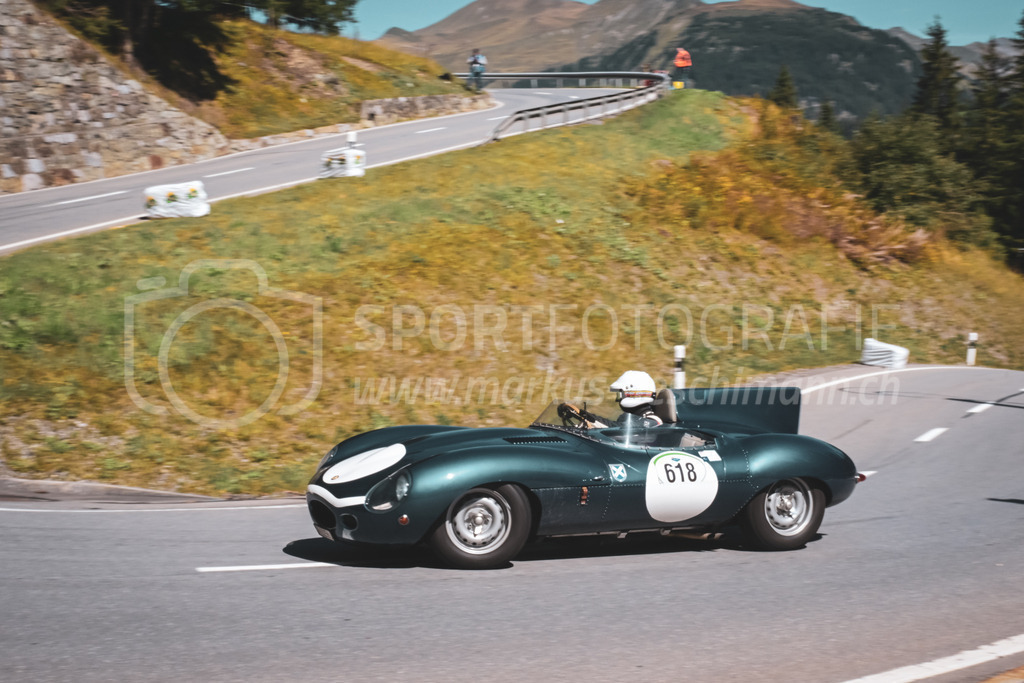 21. Arosa ClassicCar 2025 - 6. =September= 2025 | Moritz Wüst aus Dällikon (SUI) in einem Jaguar Type D Replica aus dem Jahre 1956 mit Startnummer 618 am Arosa ClassicCar 2025 in der Kategorie Demo..@arosaclassiccar, @arosa.official, #arosaclassiccar, #arosa, #76curves, #classiccarBild: Sportfotografie Markus Aeschimann | www.markus-aeschimann.ch - Realisiert mit Pictrs.com