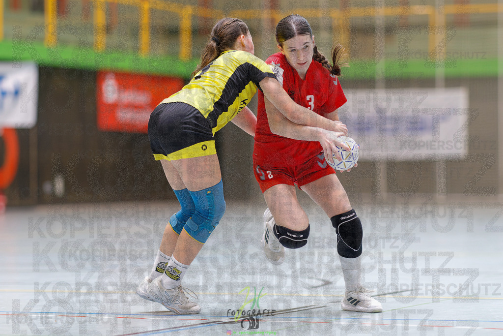 Hessenmeisterschaft wJC - Finale; HSG Kleenheim - HSG Weiterstadt/ Braunsh.Worf. | Hessenmeisterschaft wJC - Finale; HSG Kleenheim - HSG Weiterstadt/ Braunsh.Worf. am 22.03.2025 in Biedenkopf (Sporthalle Lahntalschule)Photo © 2025 - Jörg Heinrich - Realisiert mit Pictrs.com