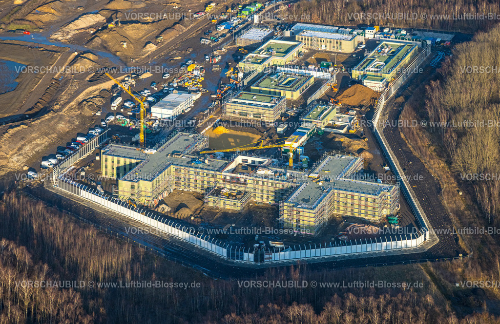 Luenen260101699 | Luftbild, Gelände der ehemaligen Zeche Victoria, Neubau einer Forensik-Klinik, Lünen, Ruhrgebiet, Nordrhein-Westfalen, Deutschland