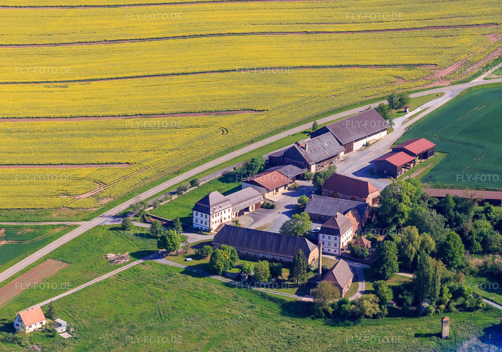 Luftbild: Schafhof im Ortsteil Bronnbach in Wertheim im Bundesland Baden-Württemberg in Deutschland. Foto: IMG_146588.jpg vom 10.05.2025 durch Werner Riehm/FLY-FOTO.de