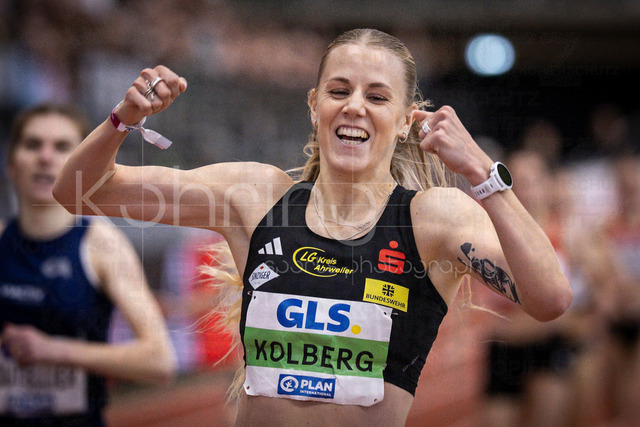Deutsche Leichtathletik-Hallenmeisterschaften; Dortmund, 01.03.2026 | Majtie Kolberg (LG Kreis Ahrweiler) gewinnt die 1500m und ist Deutscher Hallenmeister; Deutsche Leichtathletik-Hallenmeisterschaften am 01.03.2026 in der Helmut-Körnig-Halle in Dortmund. 