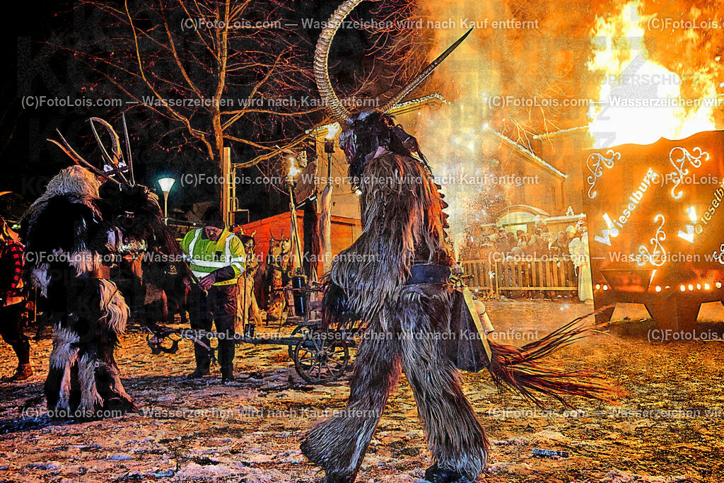 ALP9677_Wieselburger ADVENT_Wintersonnenwende_Perchtenlauf | (C)FotoLois.com, Alois Spandl, Wieselburger Advent, Wintersonnenwendfeier mit Umzug durch die Stadt, Sonnenwendfeuer und Perchtenlauf mit Show im Schlosspark, Mitwirkung der Partnergemeinde EINBECK, Sa 17. Dezmber 2022.