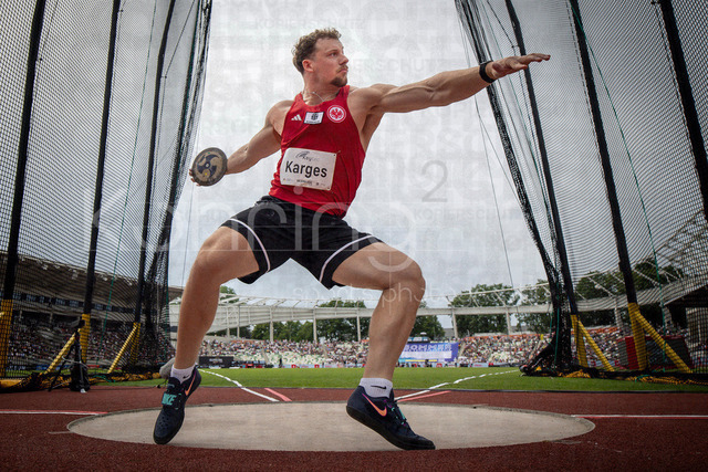 Golden Oval; Dresden, 31.05.2026 | DRESDEN , GERMANY - MAY 31:  Marius Karges (GER / Germany) competes in the discus throw during the Golden Oval Continental Tour Silver meeting on May 31, 2026 at Heinz-Steyer-Stadion in Dresden, Saxony, Germany.