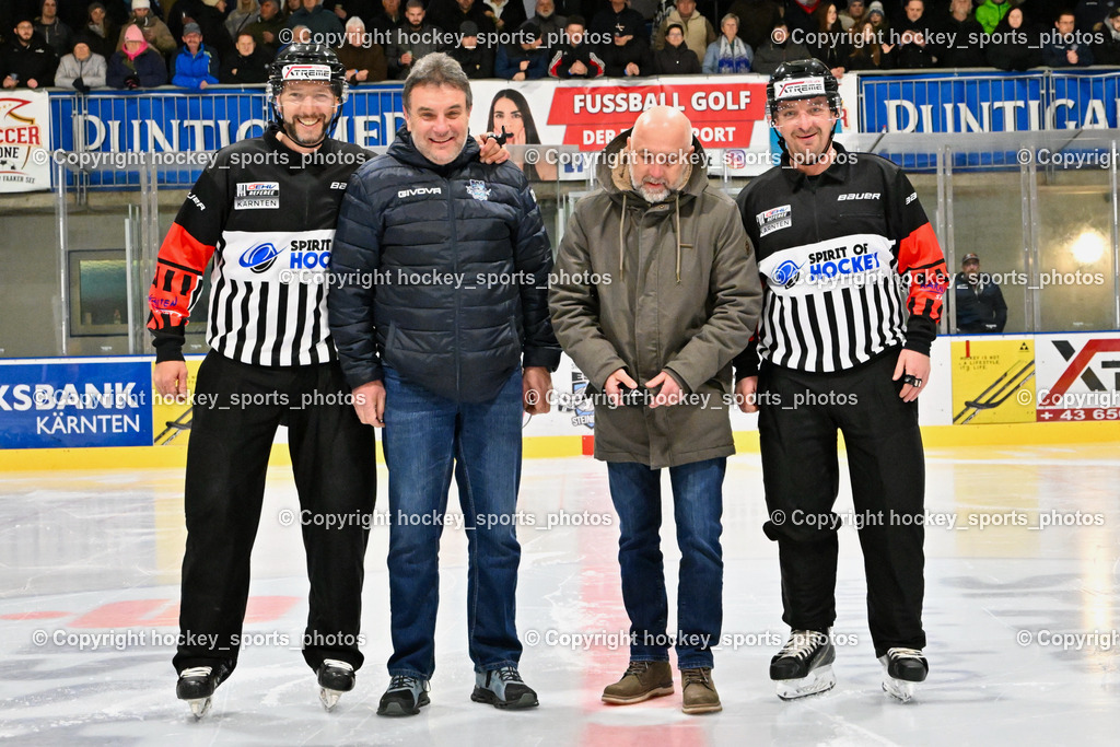  ESC Steindorf vs. EHC Althofen 2.3.2023 | Ettlmayer Timo, Obmann ESC Steindorf Hans Tschernutter, Thomas Springer Prokurist Regional Medien, Holzer Daniel, Referees