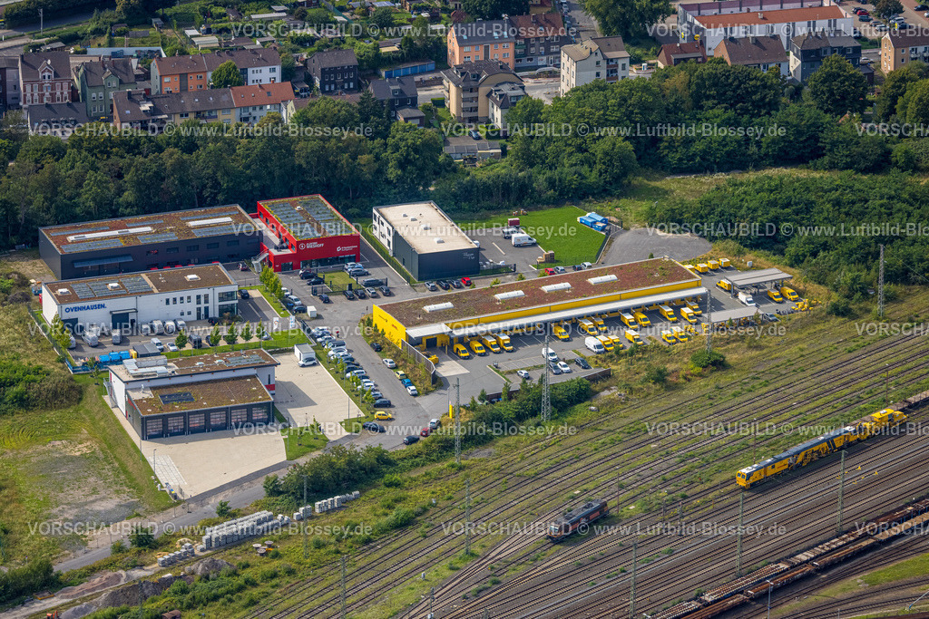 Witten250804797 | Luftbild, Gewerbegebiet Drei Könige, Feuerwehr Gerätehaus und DHL Logistik, Ovenhausen Gebäudetechnik und Elektro Wieshoff GmbH, Steinhauser Hütte, Witten, Ruhrgebiet, Nordrhein-Westfalen, Deutschland