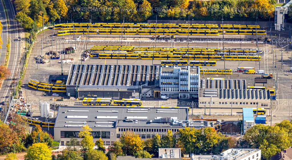 Essen251003472Mitte-2 | Luftbild, Ruhrbahn Betriebshof, Straßenbahn und Bus Depot, Ostviertel, Essen, Ruhrgebiet, Nordrhein-Westfalen, Deutschland