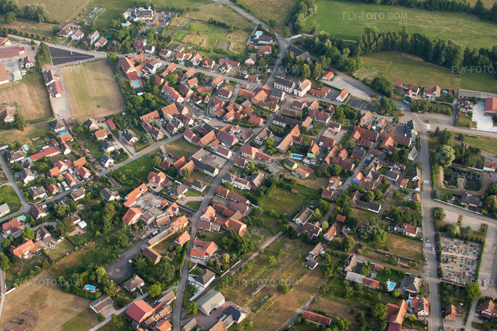 Aerial view: View of the town in Forstfeld in the state Bas-Rhin, France.Photo: IMG_30593.jpg taken on 07/09/2010 by Werner Riehm/FLY-FOTO.comResolution of the original: 4086 x 2724 px