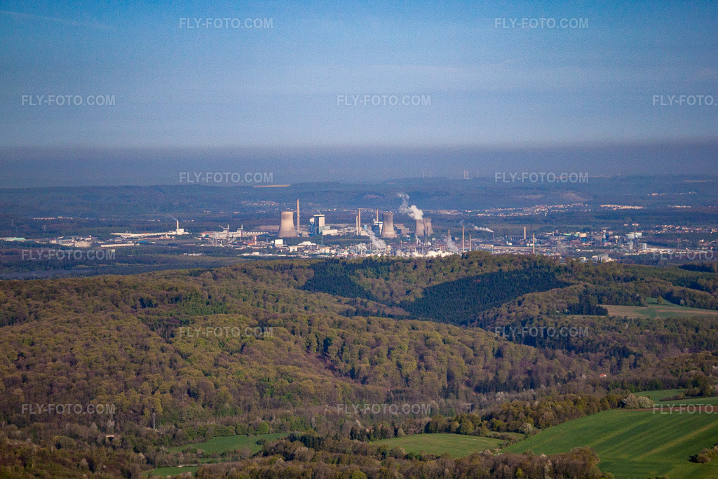 Aerial view: View of the town in Saint-Avold in the state Moselle, France. – Photo: IMG_39664.jpg taken on 04/16/2011 by Werner Riehm/FLY-FOTO.com – Resolution of the original: 4594 x 3063 px