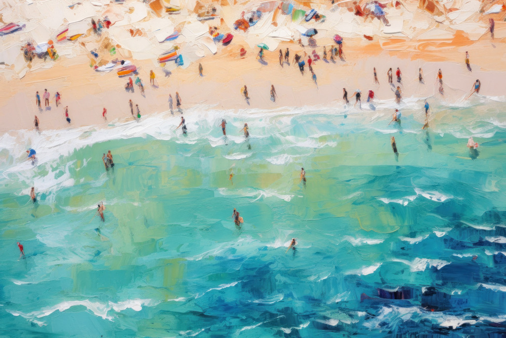 2307223 - Strand und türkises Meer | Blick auf einen Strand mit traumhaften türkisem Wasser. Bestellen Sie unsere abstrakten digitalen Gemälde als hochwertige Kunstdrucke auf Leinwand, Acrylglas, Dibond oder als Poster.