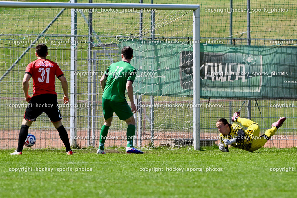 SC Landskron vs. SV Falle Maria Gail | #31 Fabio Putzl SV Maria Gail, #13 Christopher Kotz SC Landskron, #1 Aric Leon Haimburger SC Landskron, Tor SV Maria Gail, SC Landskron vs. SV Falle Maria Gail, SC Landskron vs. SV Falle Maria Gail am 17.05.2026 in Villach (Sportanlage Landskron), Austria, (Photo by Bernd Stefan)