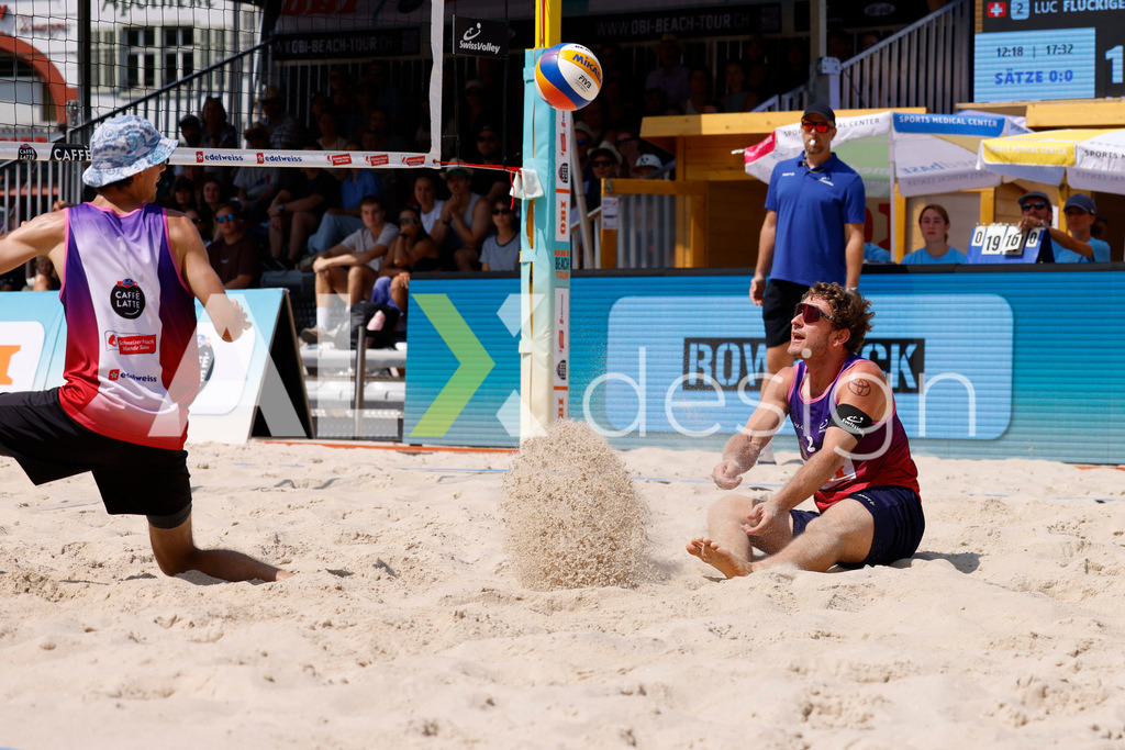 Obi BeachTour 2026 - Basel | BASEL, SWITZERLAND - JULY 19: YVES HAUSSENER (SUI) during the Obi BeachTour 2026 match between DILLIER / FLÜCKIGER (SUI) and HAGENBUCH / HAUSSENER (SUI) at Barfüsserplatz on July 19, 2026 in Basel, Switzerland. - Realisiert mit Pictrs.com