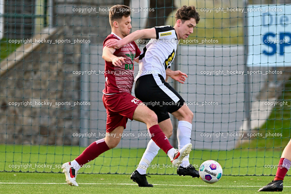 SV Spittal vs. VST Völkermarkt 5.4.2024 | #21 Oliver Kuester VST Völkermarkt, #9 Samuel Müllmann SV Spittal, SV Spittal vs. VST Völkermarkt 5.4.2024, SV Spittal vs. VST Völkermarkt am 05.04.2024 in Spittal an der Drau (Goldeck Stadion), Austria, (Photo by Bernd Stefan)